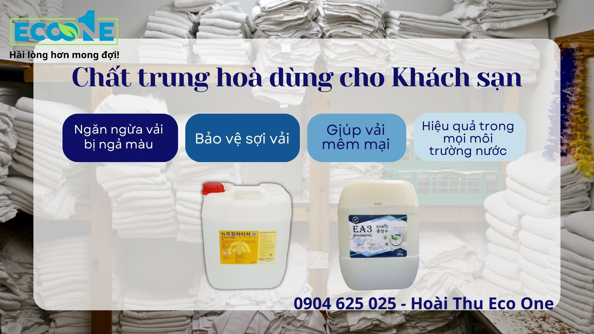 Nước trung hoà tính kiềm và hoá chất tồn dư dùng cho đồ vải khach sạn