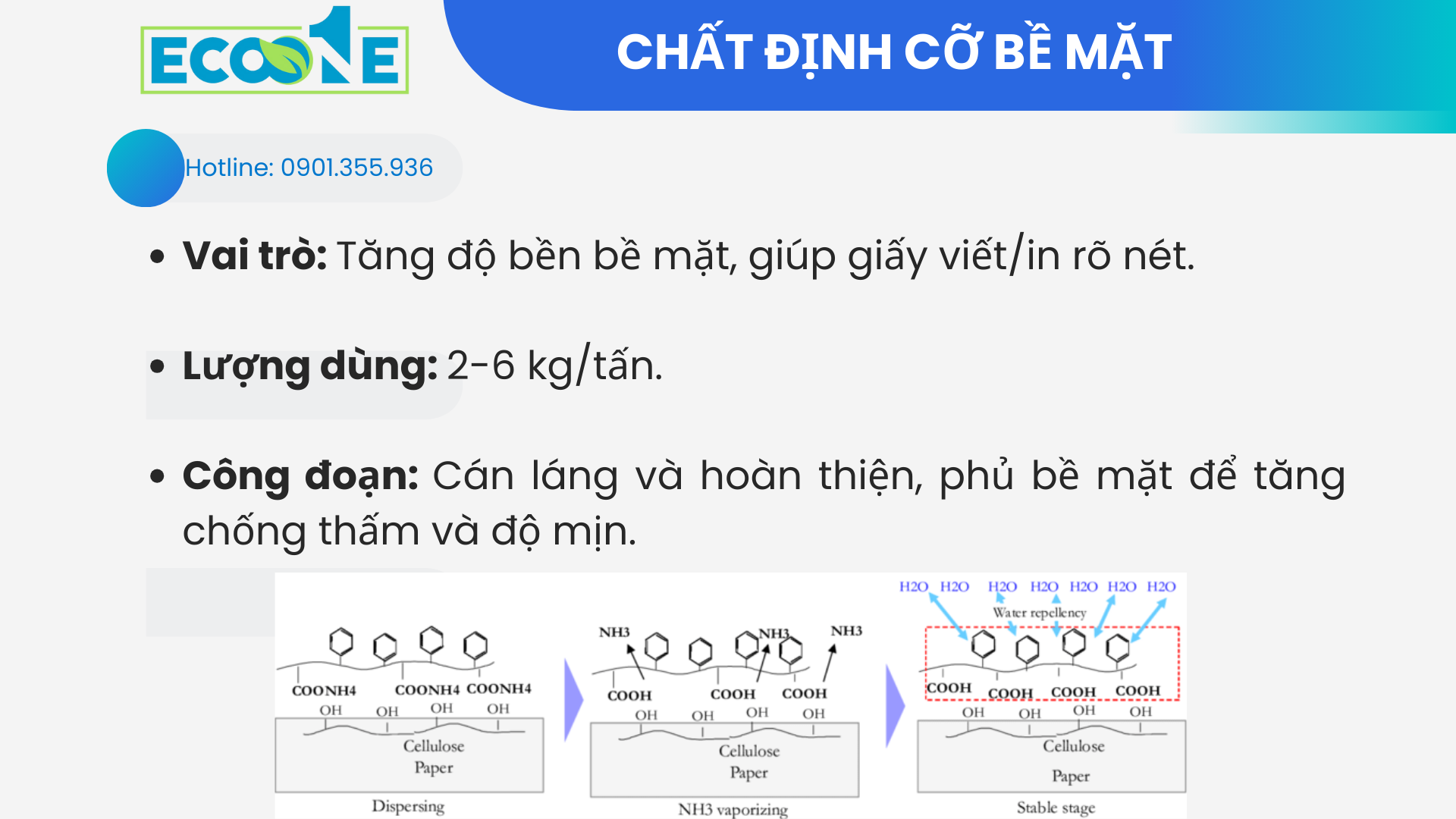 Chất định cỡ bề mặt (Surface Sizing Agent) sử dụng trong sản xuất giấy văn hóa