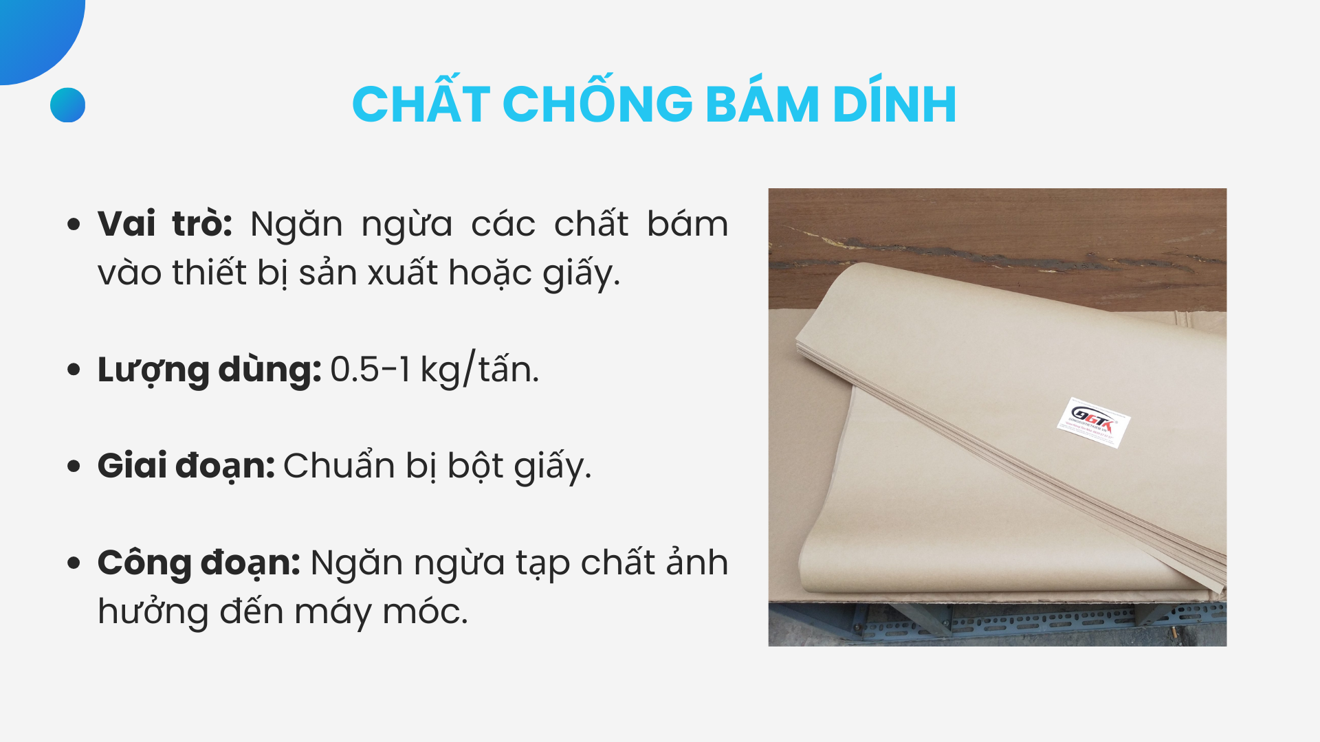 Chất chống bám dính (Stickies Control Agent) trong sản xuất giấy gói hàng