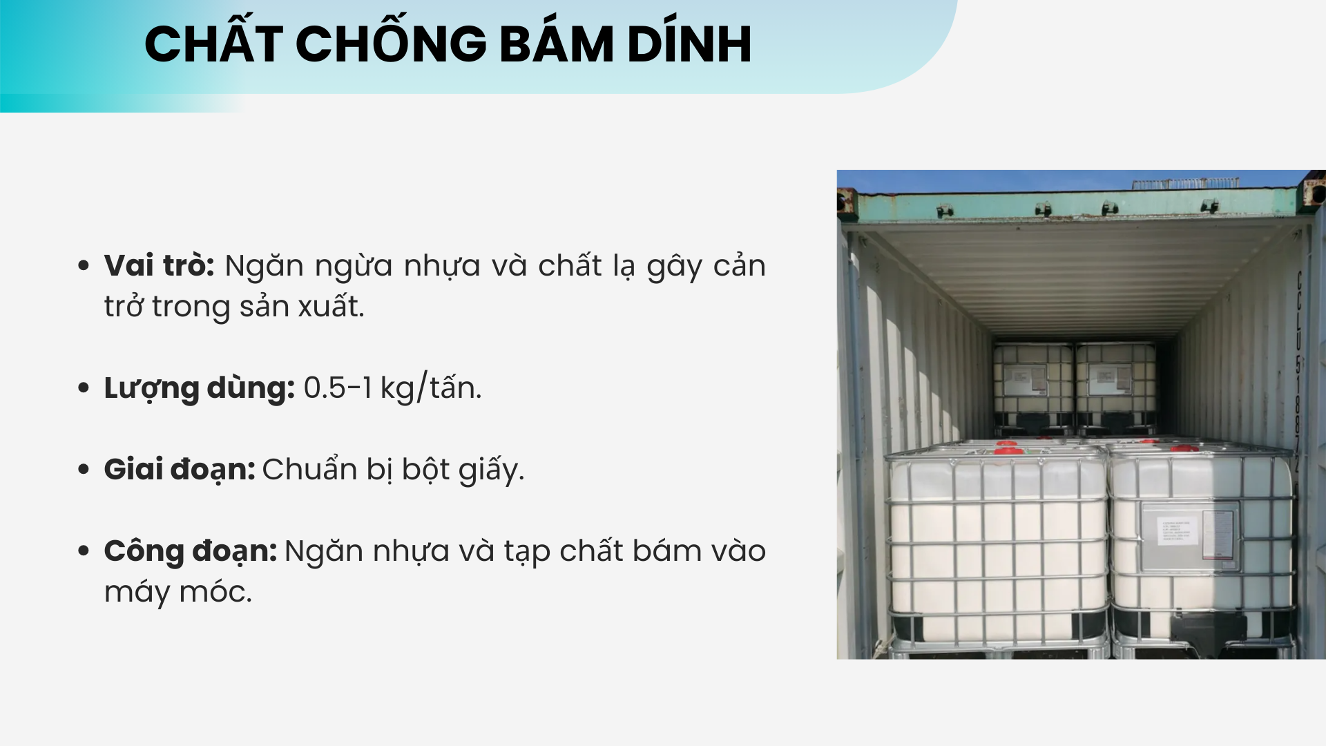 Chất chống bám dính sử dụng trong sản xuất giấy đóng gói