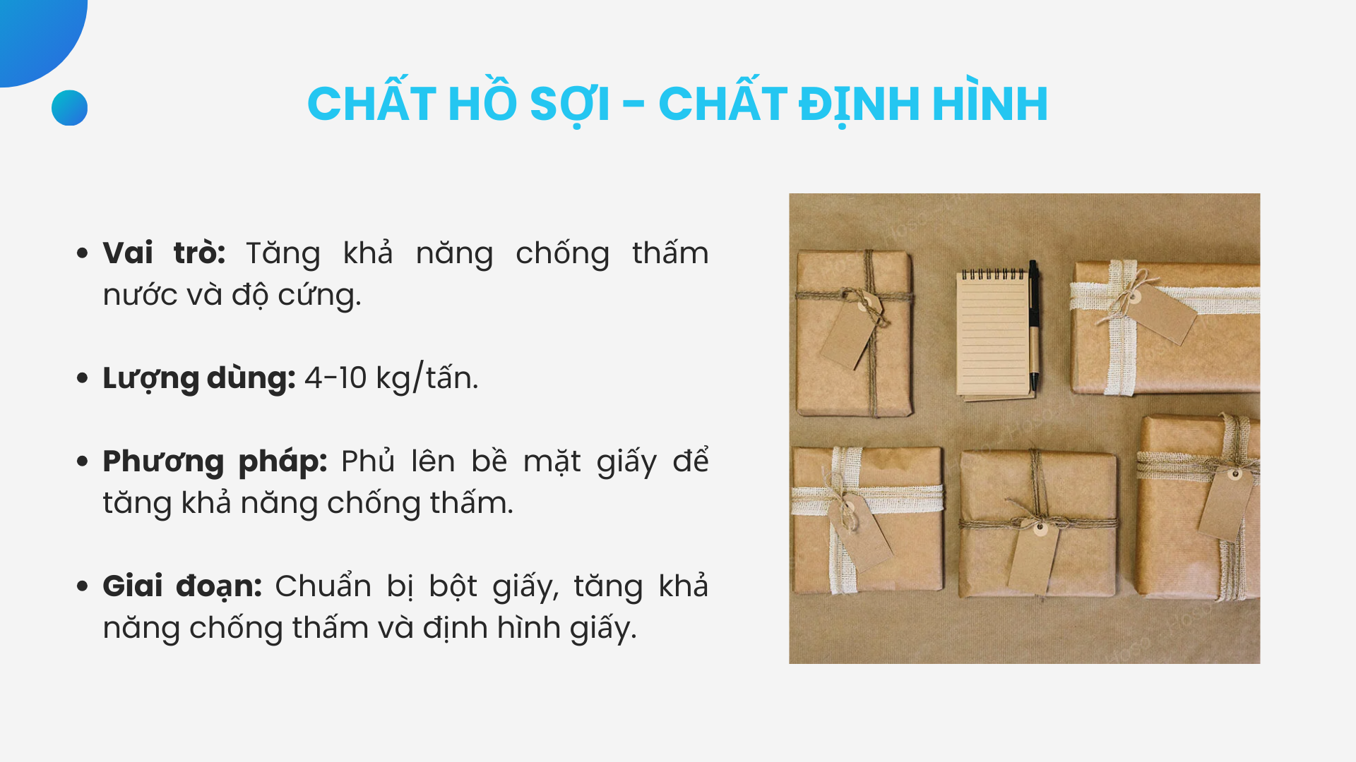 Chất hồ sợi – chất định hình (Sizing Agent) sử dụng trong sản xuất giấy gói hàng