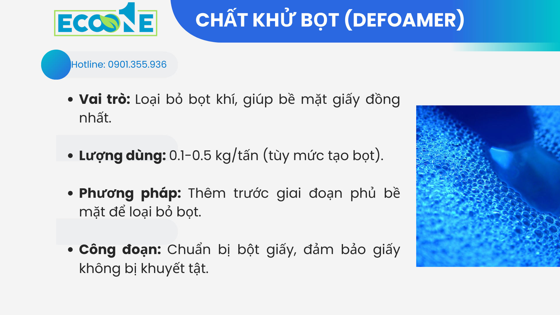 Chất khử bọt (Defoamer) dùng trong sản xuất giấy văn hóa