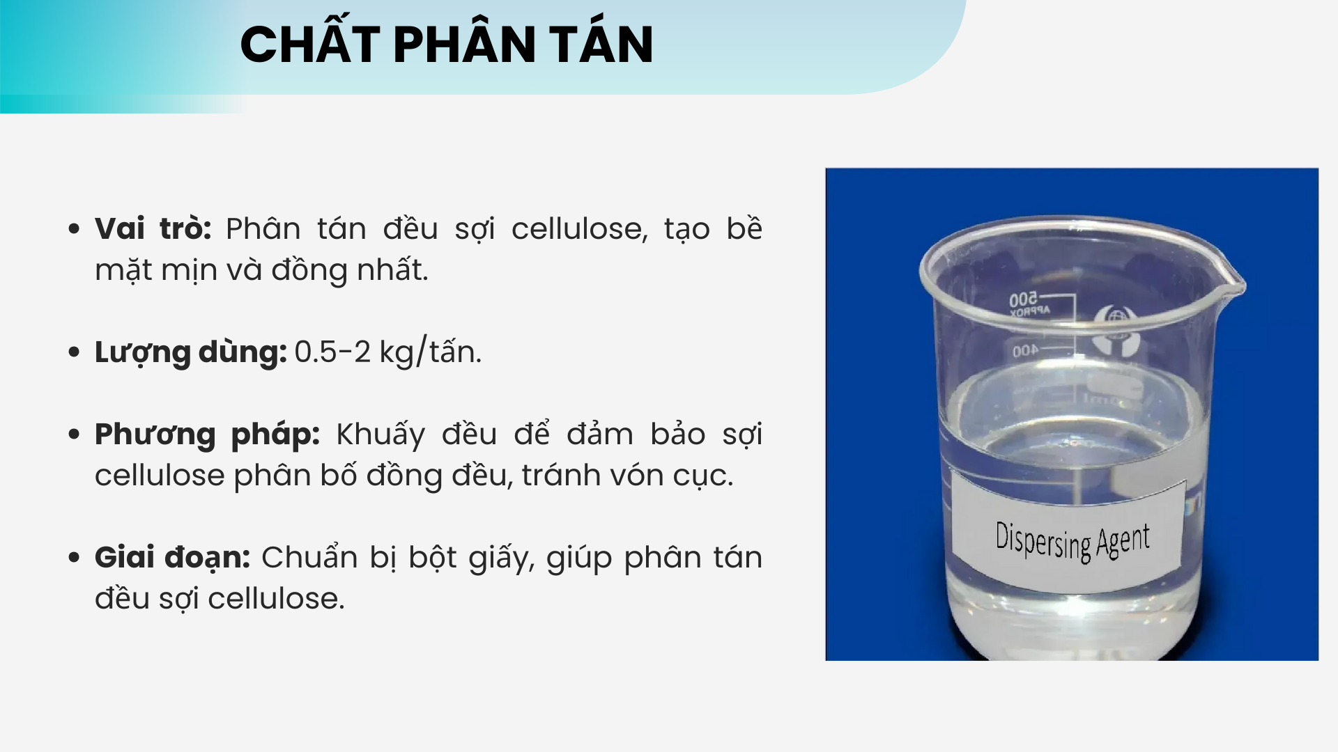 Chất phân tán (Dispersing Agent) sử dụng trong sản xuất giấy bao bì