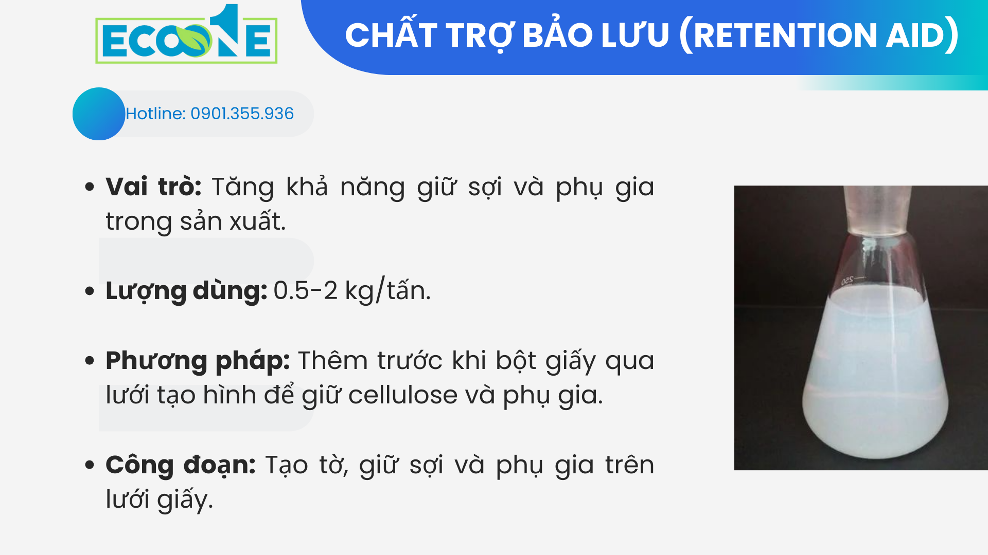 Chất trợ bảo lưu (Retention Aid) sử dụng trong sản xuất giấy văn hóa