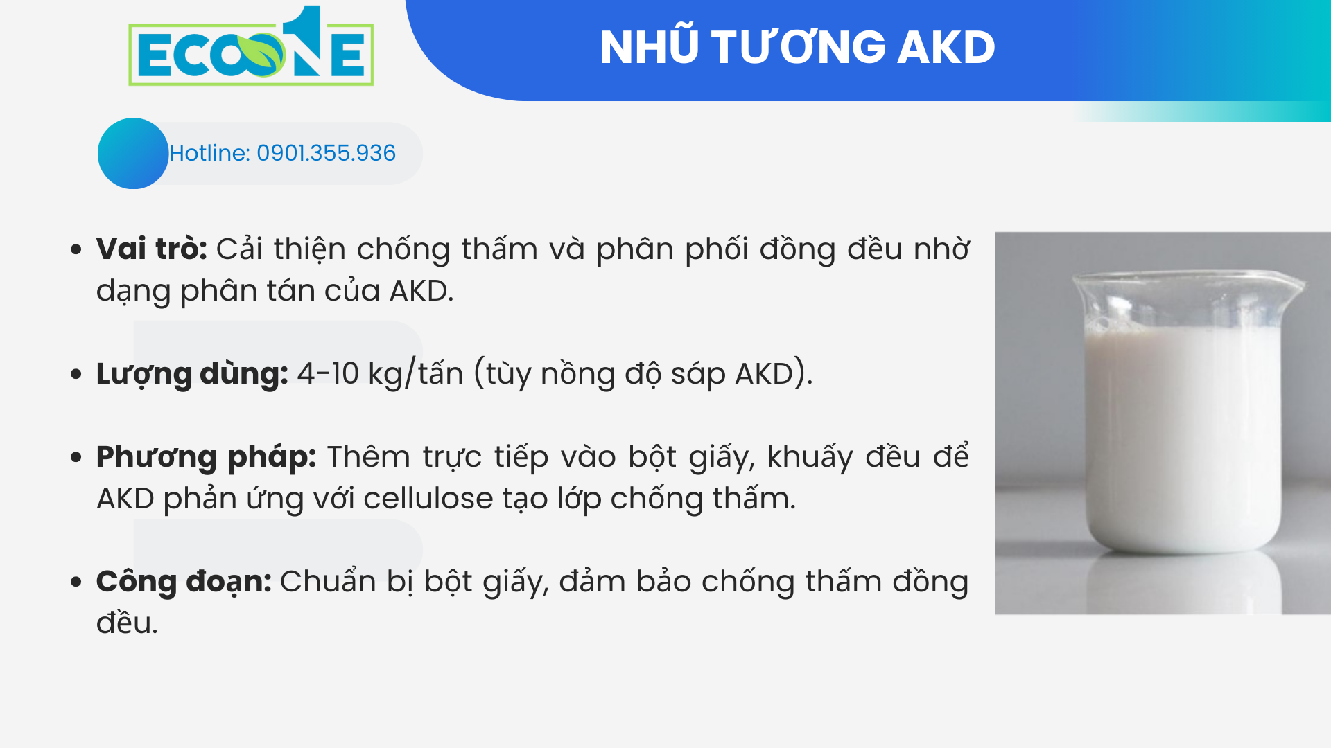 Nhũ tương AKD (AKD Emulsion) sử dụng trong sản xuất giấy văn hóa