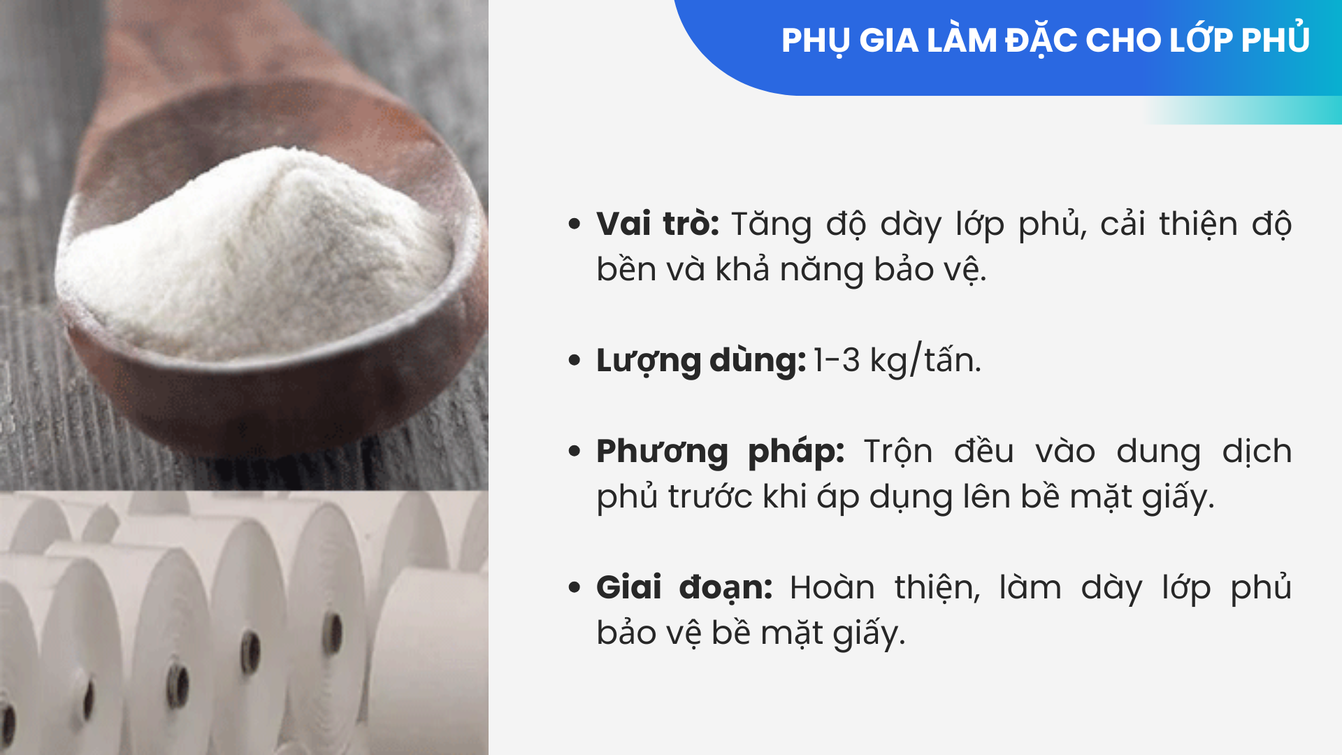 Phụ gia làm đặc cho lớp phủ (Coating Thickener Agent) trong sản xuất giấy thực phẩm