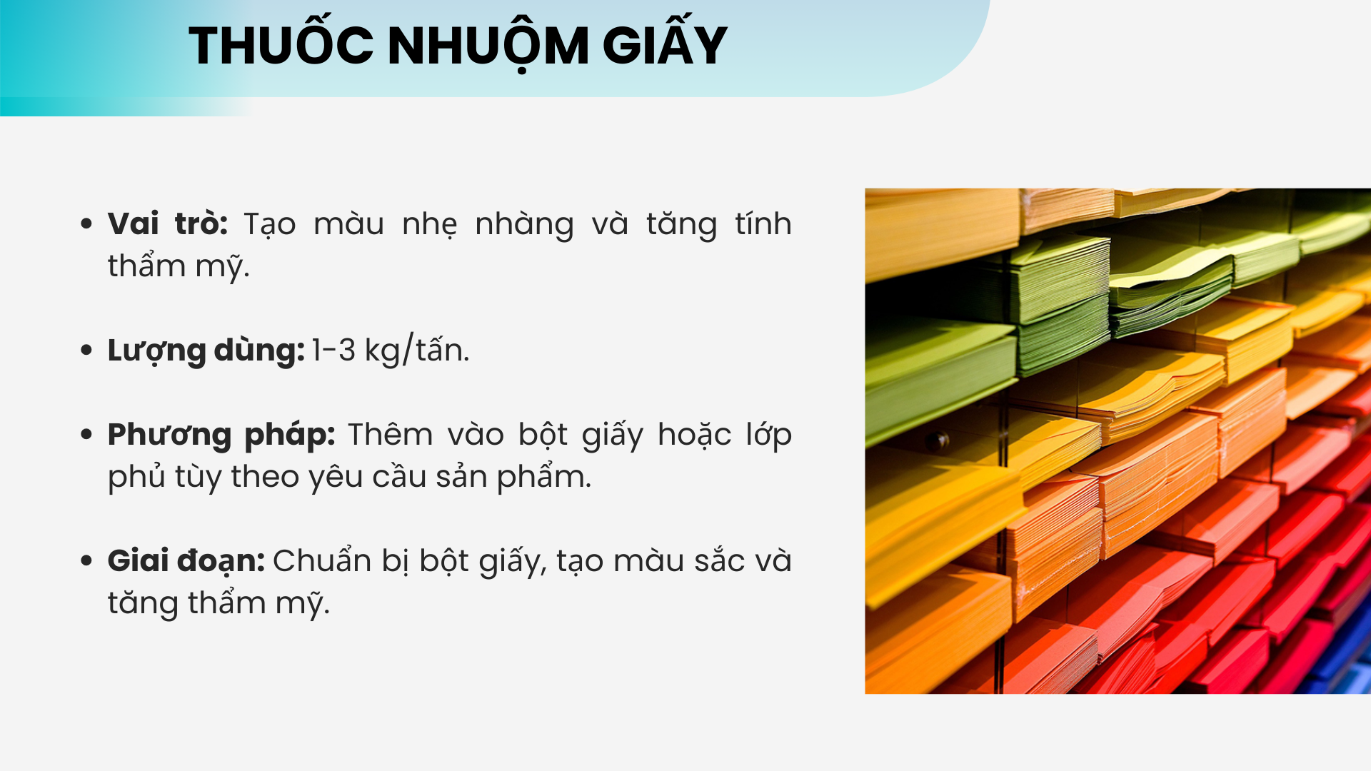 Thuốc nhuộm giấy (Paper Dyes) sử dụng trong sản xuất giấy đóng gói