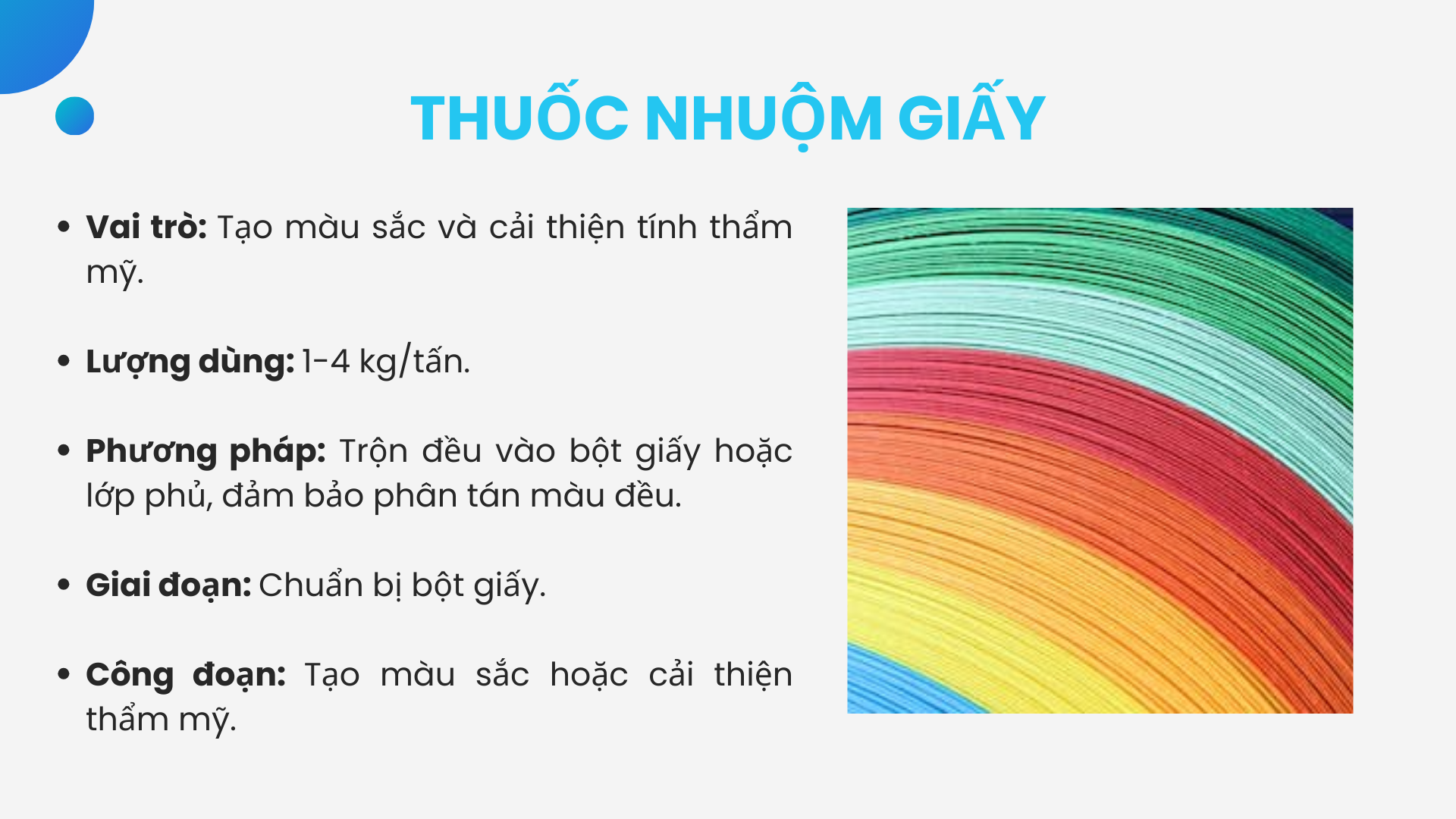 Thuốc nhuộm giấy (Paper Dyes) sử dụng trong sản xuất giấy gói hàng